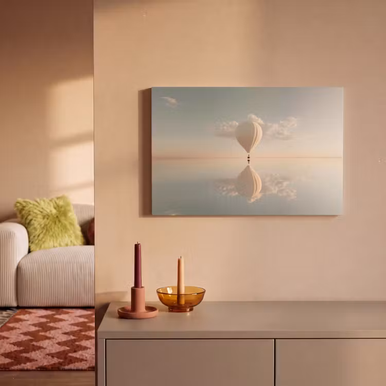 Canvas schilderij - Luchtballon - Wolken - Water - Blauw — 2