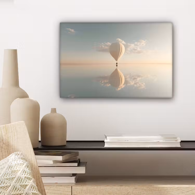 Canvas schilderij - Luchtballon - Wolken - Water - Blauw — 5