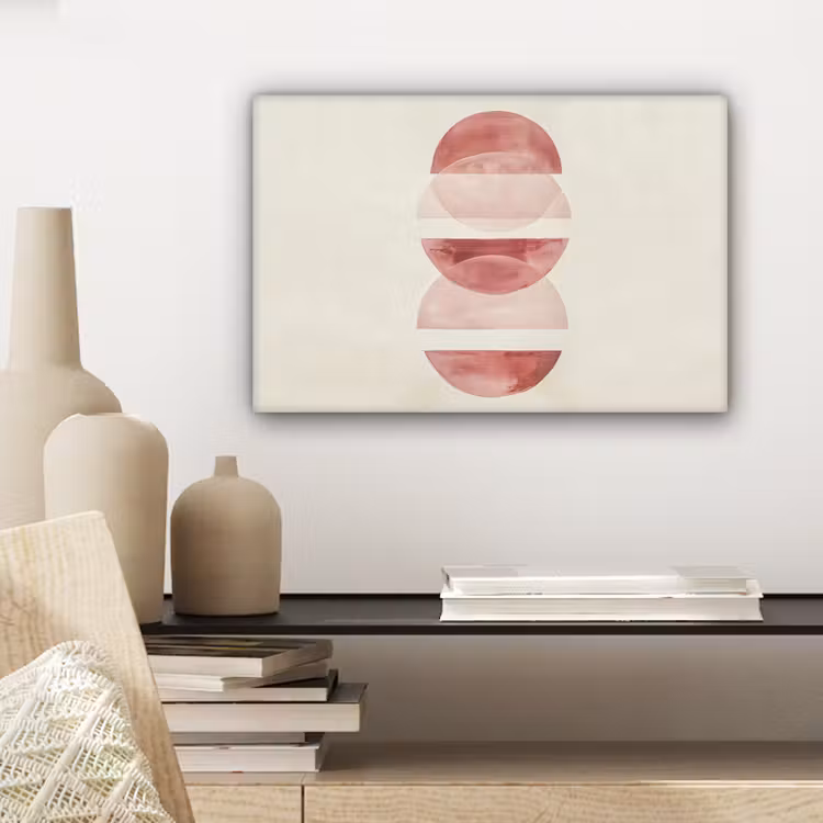 Canvas schilderij - Minimalistisch - Cirkels - Roze — 5