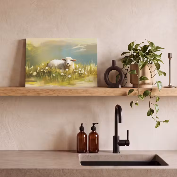 Canvas schilderij - Schaap - Weide - Groen — 3