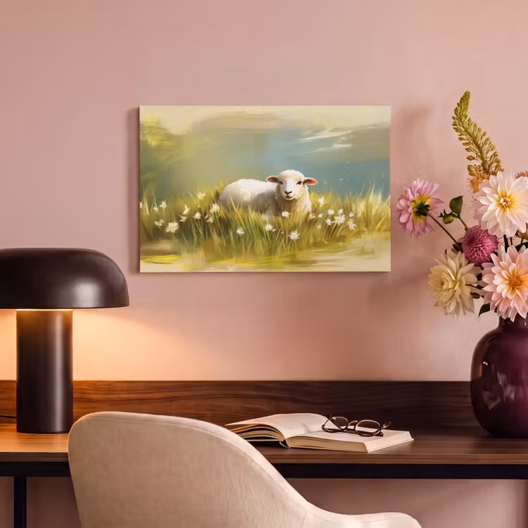 Canvas schilderij - Schaap - Weide - Groen — 4
