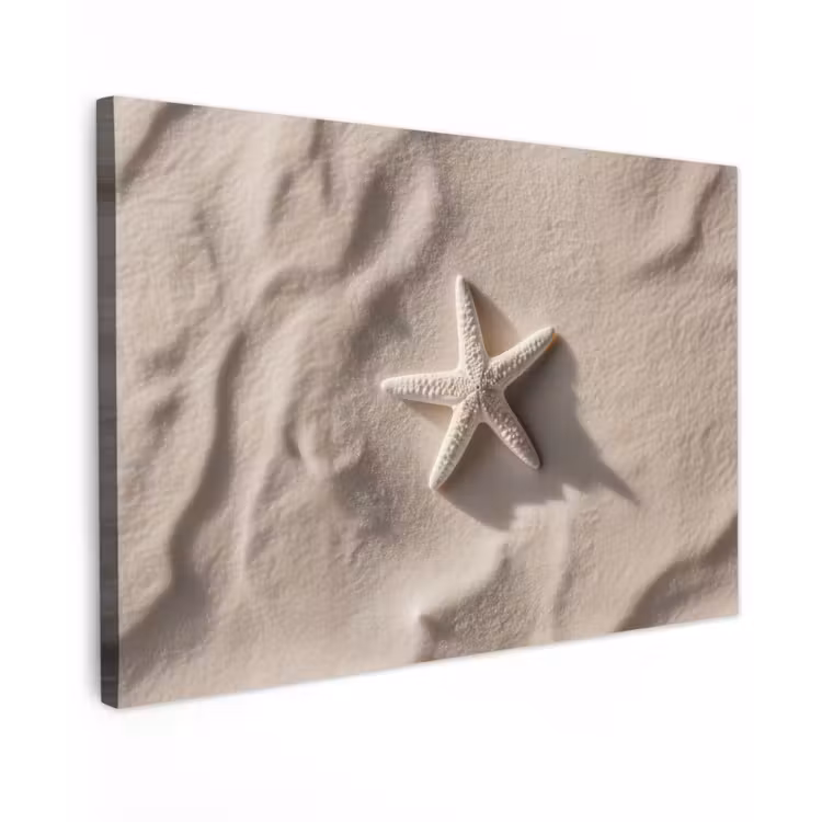 Canvas schilderij - Strand - Zeester - Zand - Beige — 1