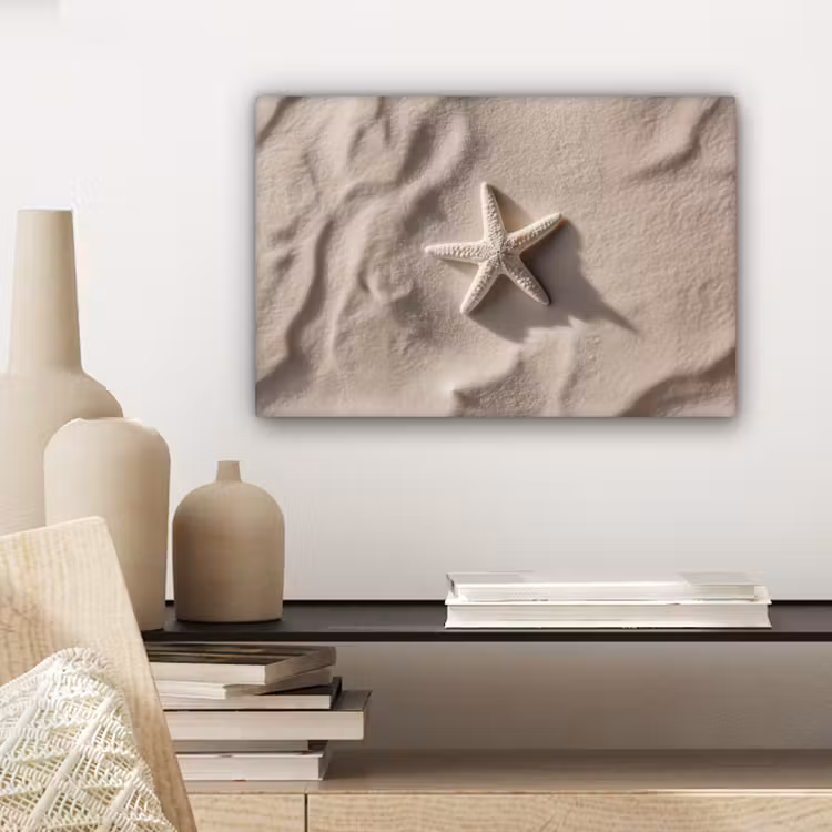 Canvas schilderij - Strand - Zeester - Zand - Beige — 5