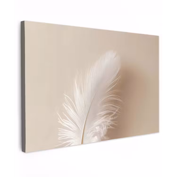 Canvas schilderij - Veer - Minimalistisch - Roze — 1
