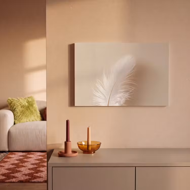 Canvas schilderij - Veer - Minimalistisch - Roze — 2