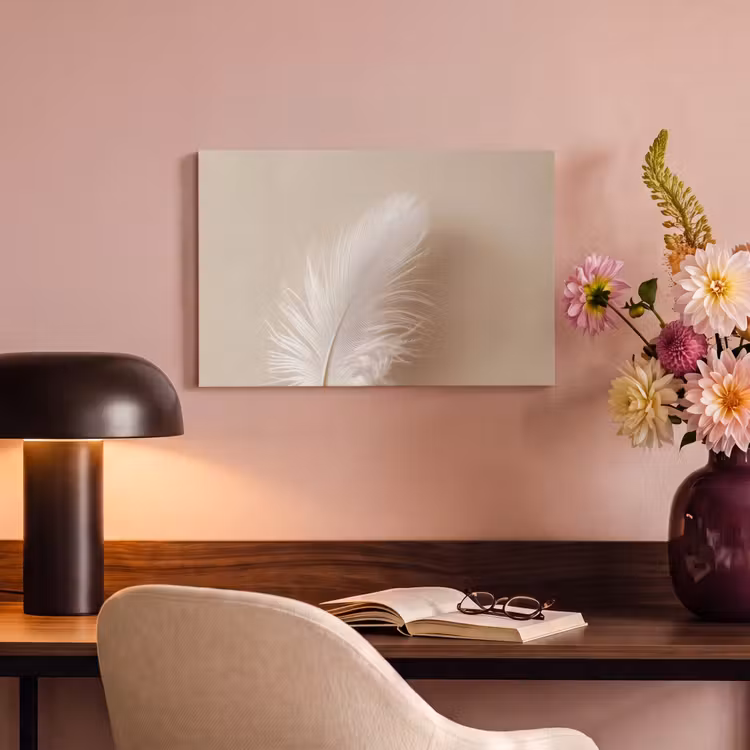 Canvas schilderij - Veer - Minimalistisch - Roze — 4