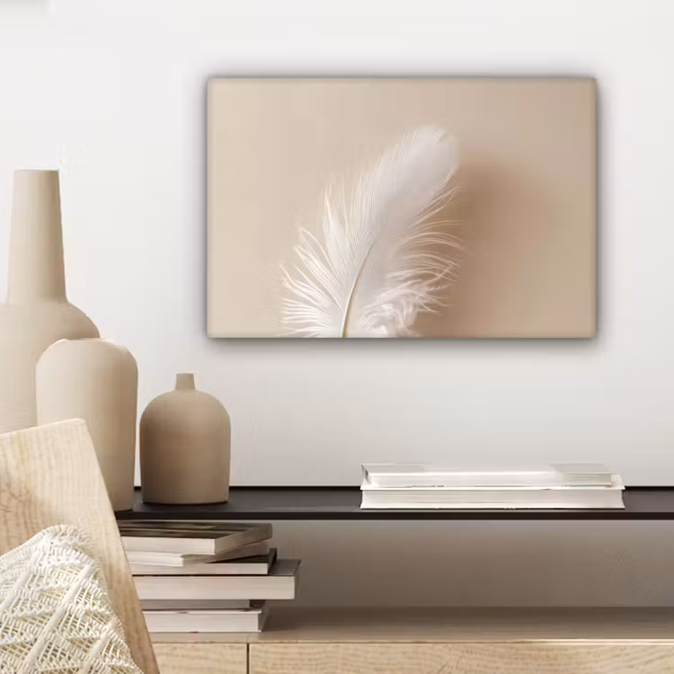 Canvas schilderij - Veer - Minimalistisch - Roze — 5