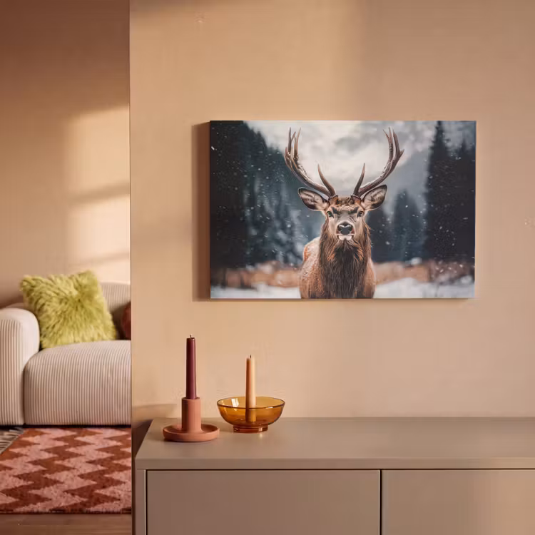 Canvas schilderij - Hert - Dieren - Landschap - Winter - Sneeuw — 2