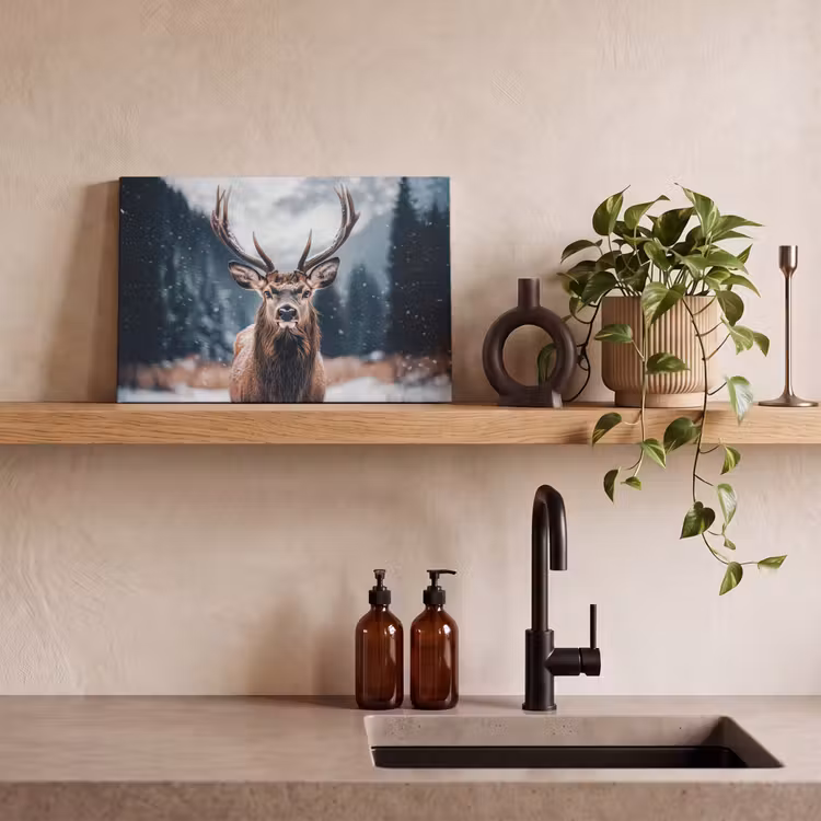 Canvas schilderij - Hert - Dieren - Landschap - Winter - Sneeuw — 3