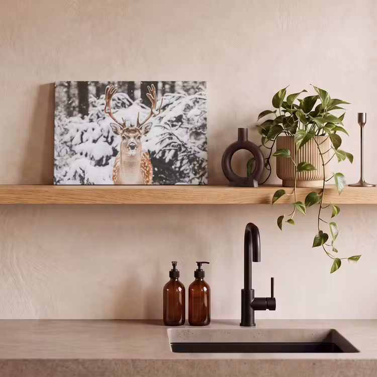Canvas schilderij - Hert - Sneeuw - Winter - Bos - Dieren — 3