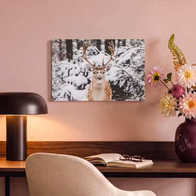 Canvas schilderij - Hert - Sneeuw - Winter - Bos - Dieren — 4
