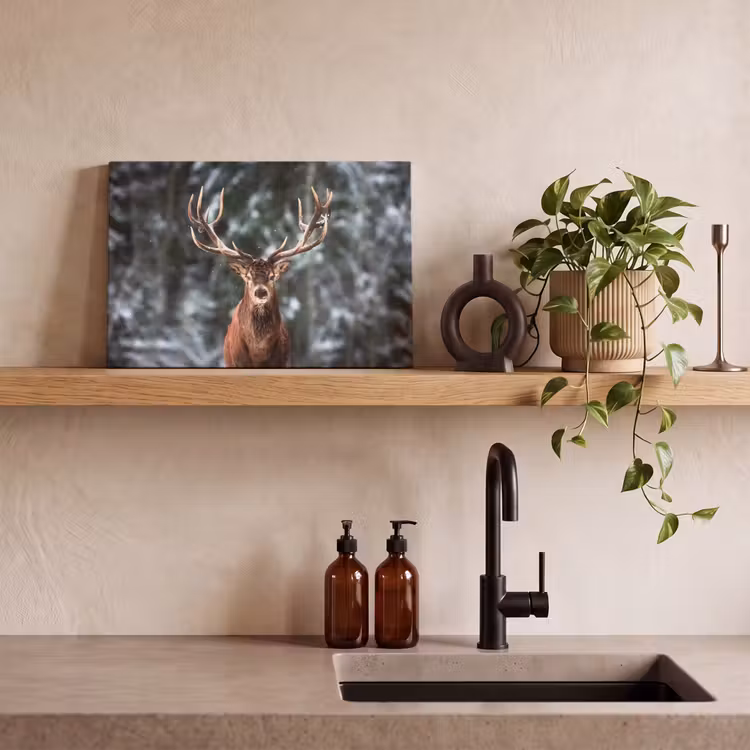 Canvas schilderij - Hert - Winter - Sneeuw - Bos - Natuur - Dier — 3