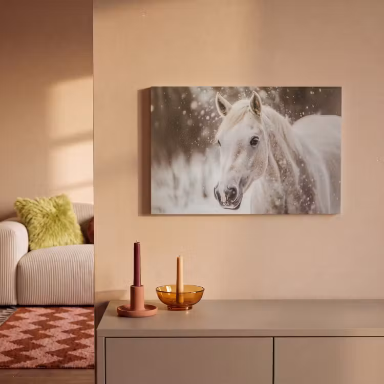 Canvas schilderij - Paard - Wit - Winter - Natuur - Sneeuw - Dieren — 2