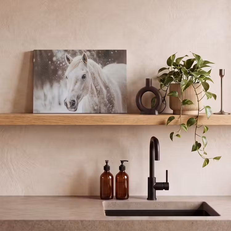Canvas schilderij - Paard - Wit - Winter - Natuur - Sneeuw - Dieren — 3
