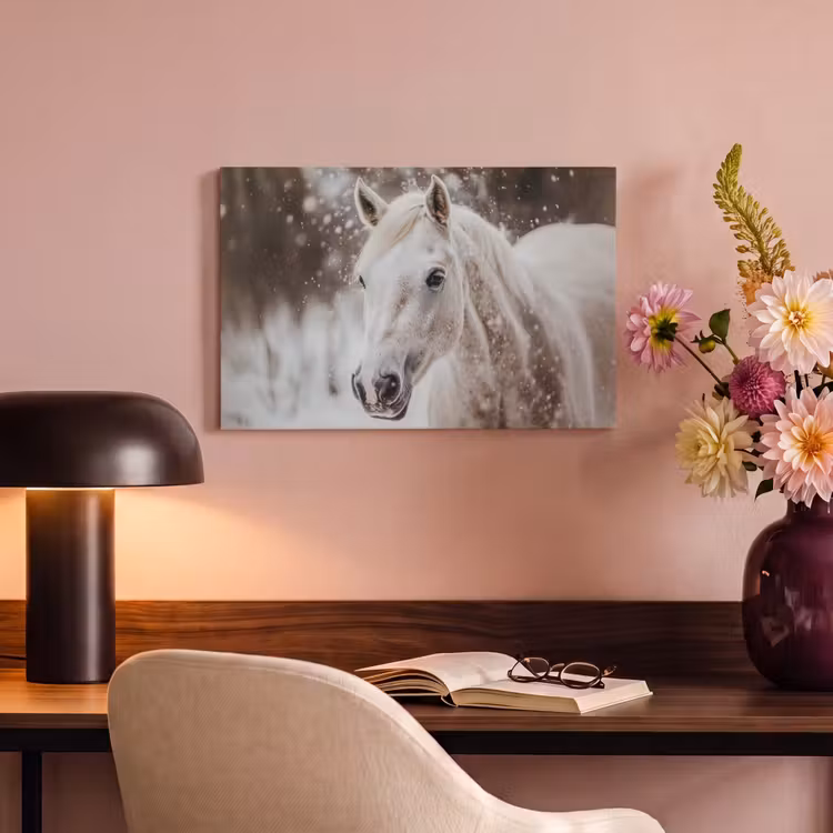 Canvas schilderij - Paard - Wit - Winter - Natuur - Sneeuw - Dieren — 4