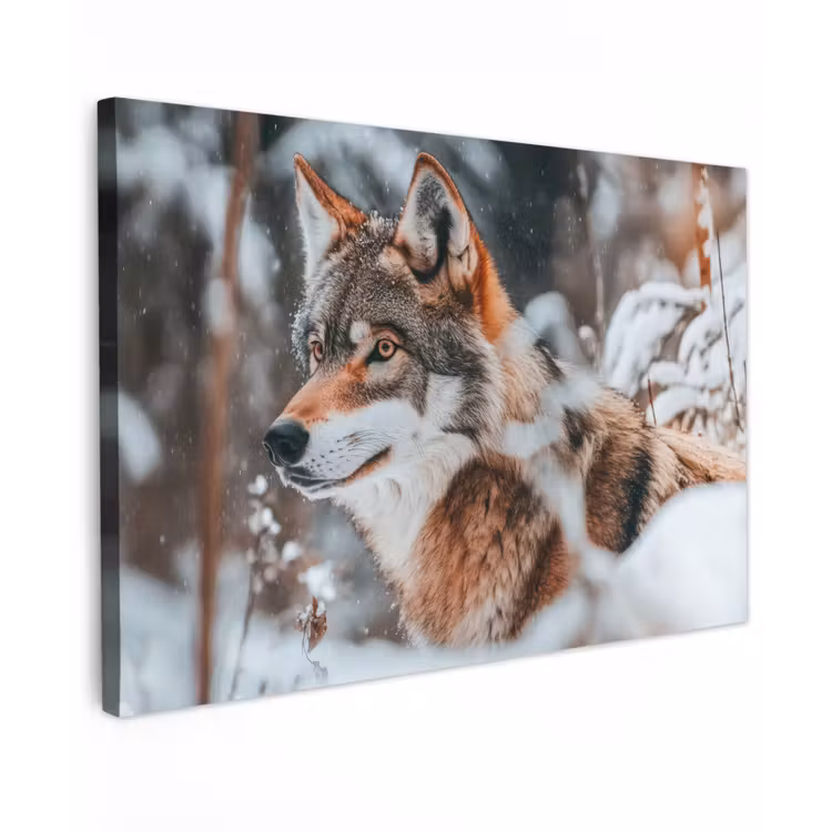 Canvas schilderij - Wolf - Sneeuw - Winter - Dieren - Natuur - Sneeuw — 1