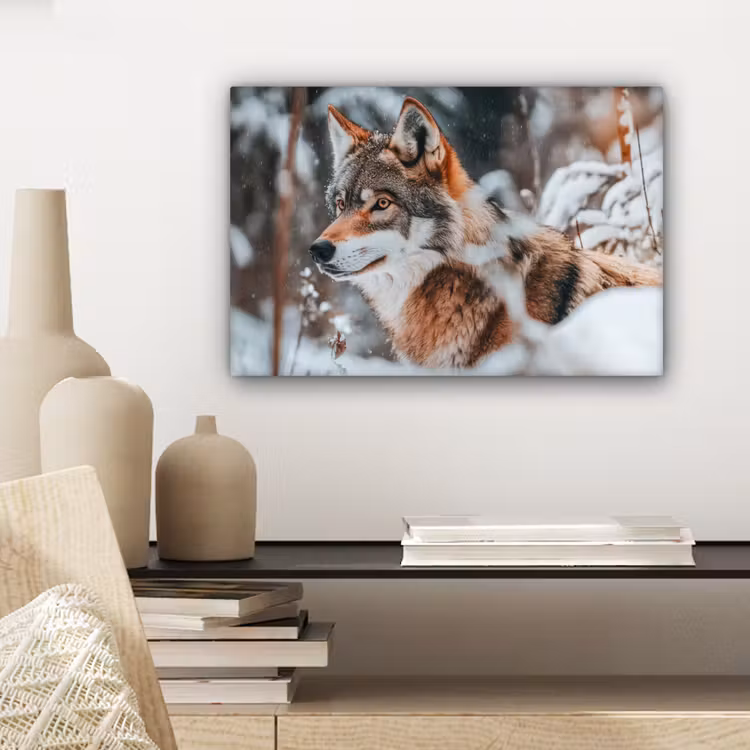 Canvas schilderij - Wolf - Sneeuw - Winter - Dieren - Natuur - Sneeuw — 5