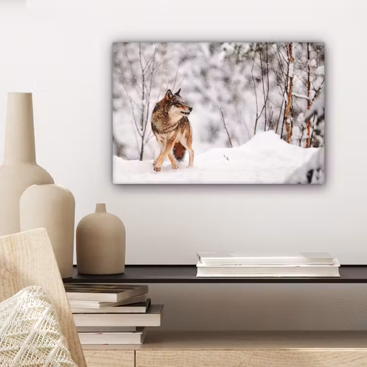 Canvas schilderij - Wolf - Winter - Sneeuw - Natuur - Dieren — 5