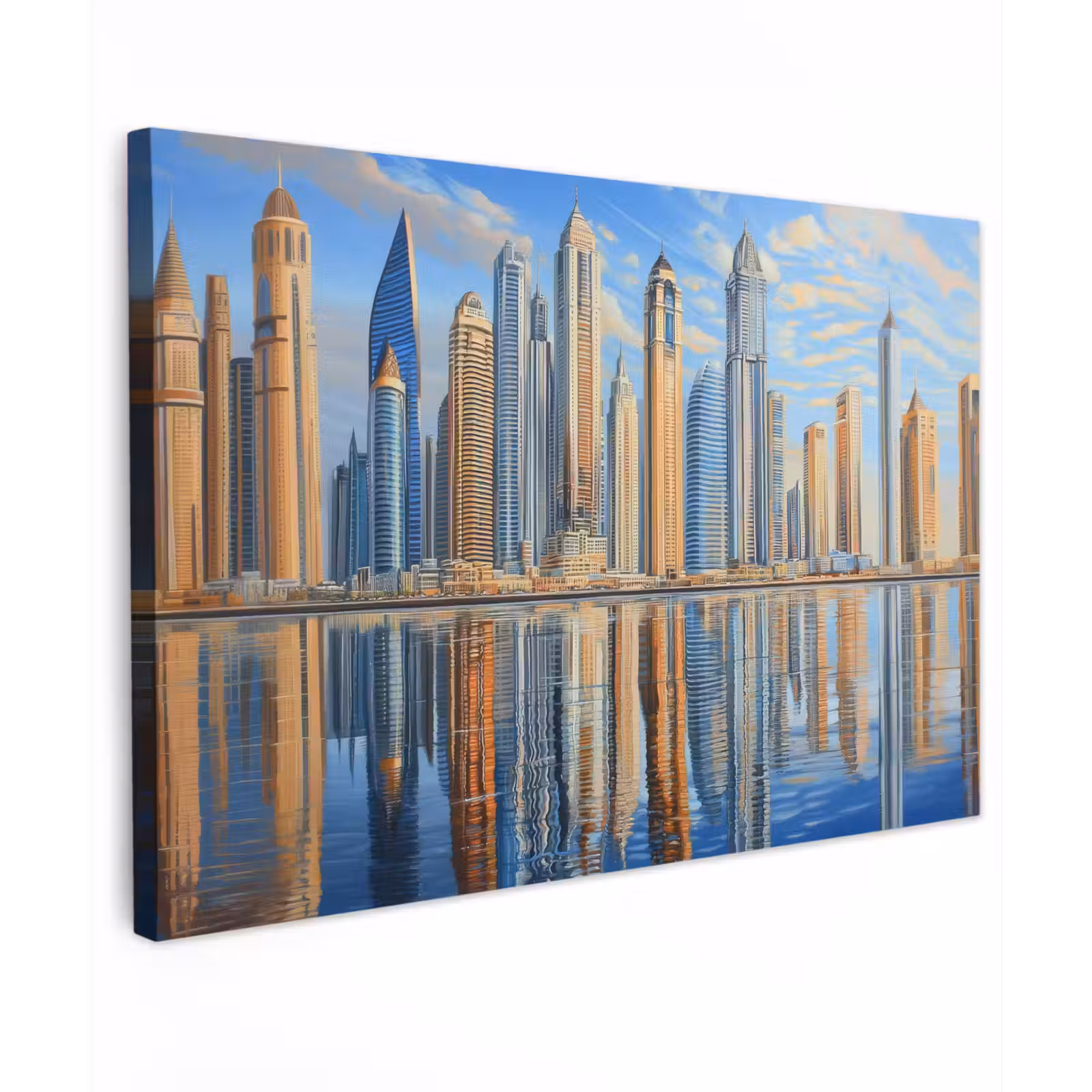 Canvas schilderij - Skyline - Wolkenkrabbers - Water - Blauw — 1