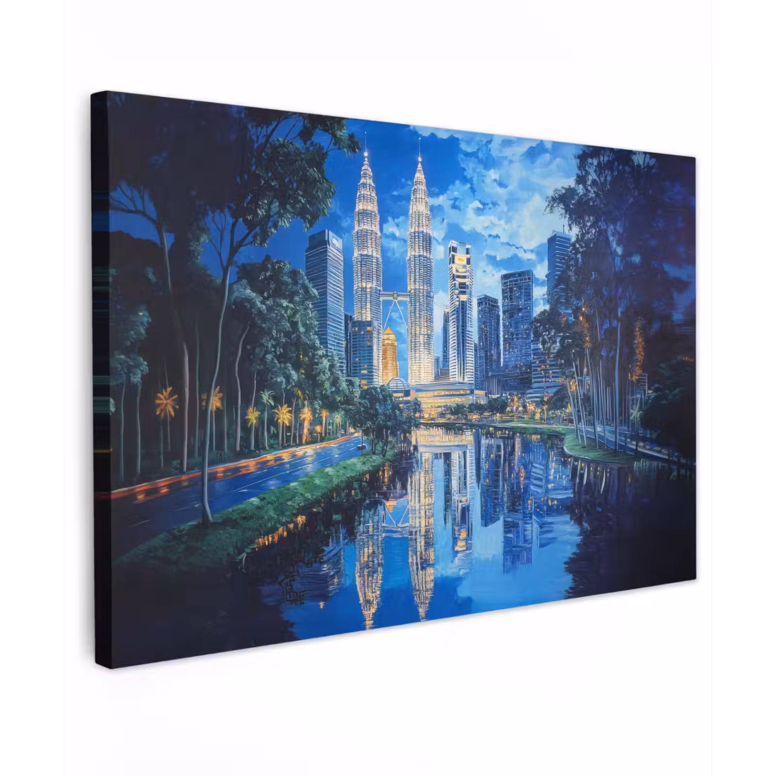 Canvas schilderij - Stad Kuala Lumpur - Skyline - Wolkenkrabbers - Water — 1