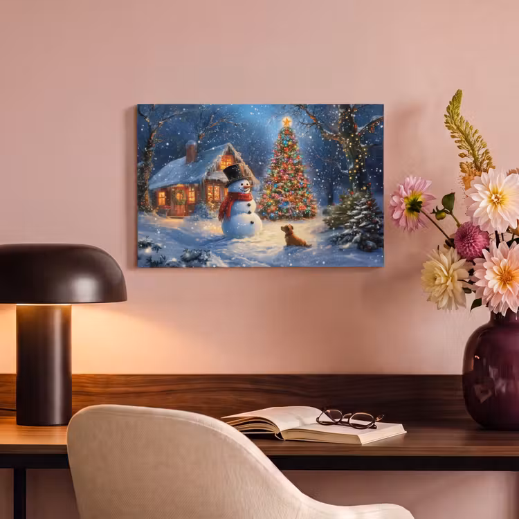 Canvas schilderij - Kerstwonder - Winteravond - Kleurrijk — 4