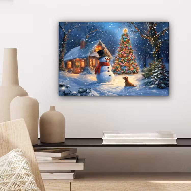 Canvas schilderij - Kerstwonder - Winteravond - Kleurrijk — 5