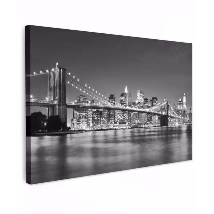 Canvas schilderij - New York - Brug - Brooklyn - Zwart wit - Architectuur — 1