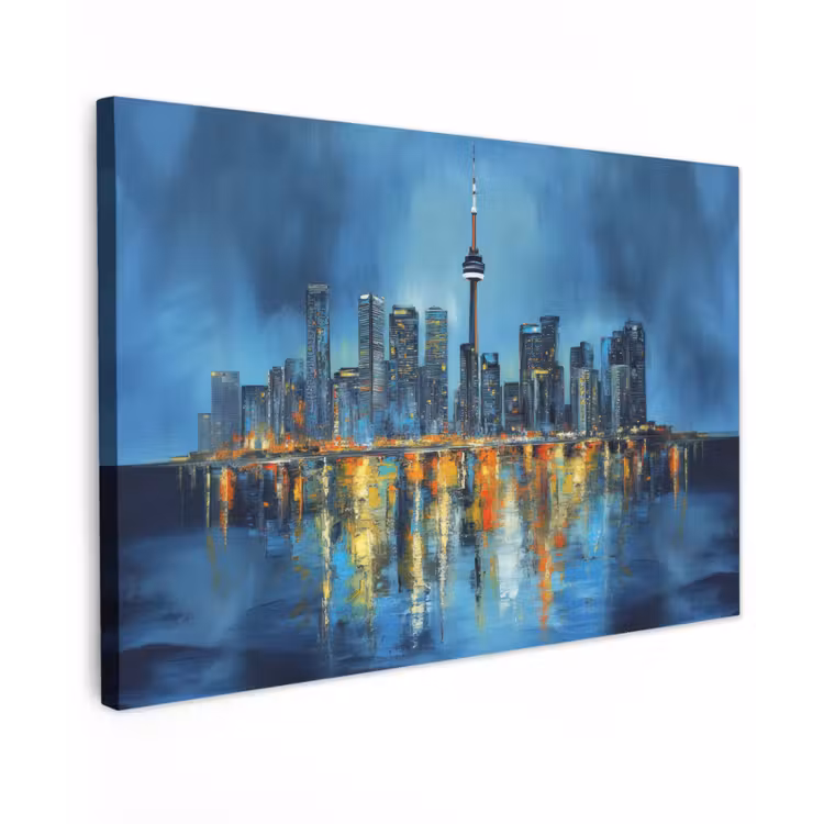 Canvas schilderij - Skyline Toronto - Water - Stadslichten - Toren — 1