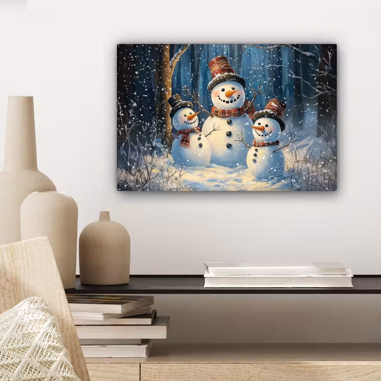 Canvas schilderij - Sneeuwpop - Sneeuw - Winter - Bos — 5