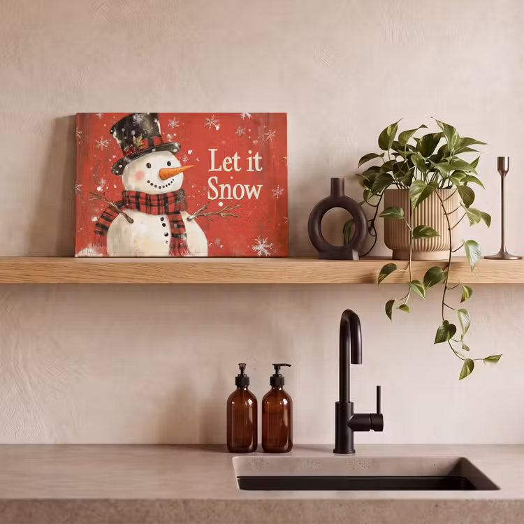 Canvas schilderij - Sneeuwpret - Winter - Sneeuwpop — 3