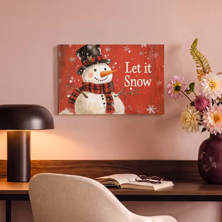 Canvas schilderij - Sneeuwpret - Winter - Sneeuwpop — 4