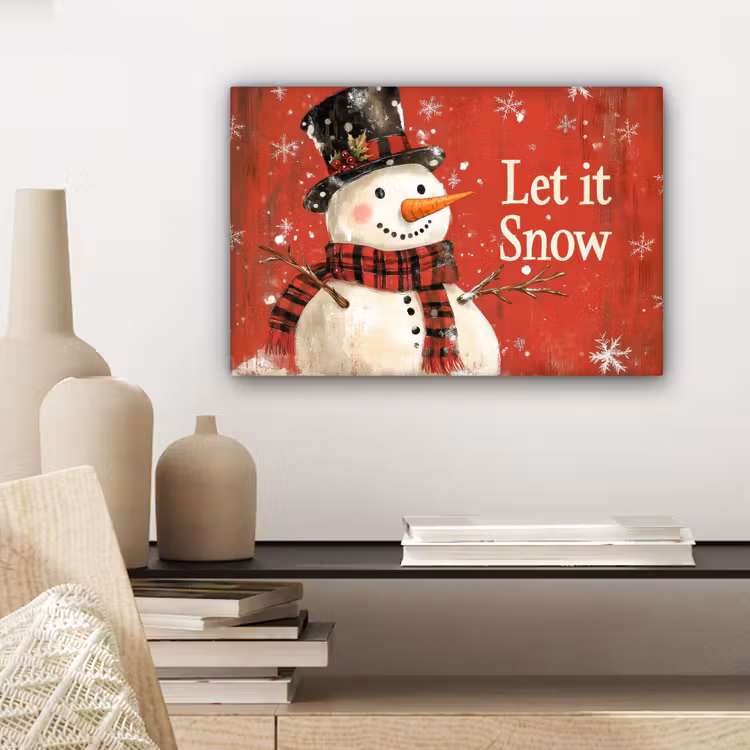 Canvas schilderij - Sneeuwpret - Winter - Sneeuwpop — 5