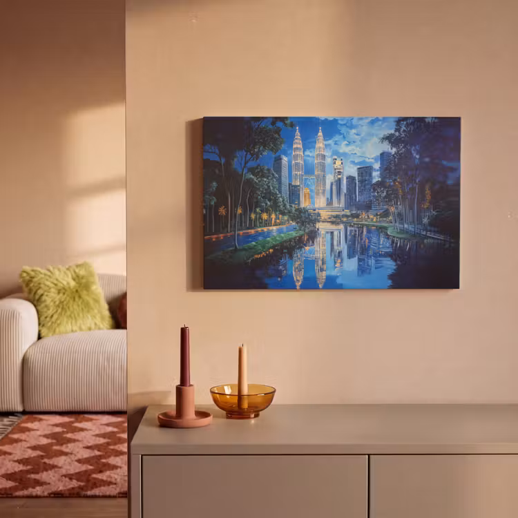 Canvas schilderij - Stad Kuala Lumpur - Skyline - Wolkenkrabbers - Water — 2