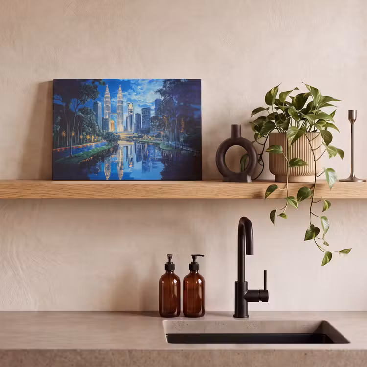 Canvas schilderij - Stad Kuala Lumpur - Skyline - Wolkenkrabbers - Water — 3