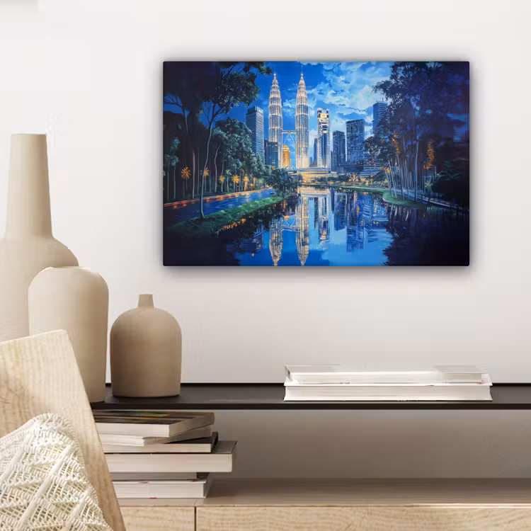 Canvas schilderij - Stad Kuala Lumpur - Skyline - Wolkenkrabbers - Water — 5