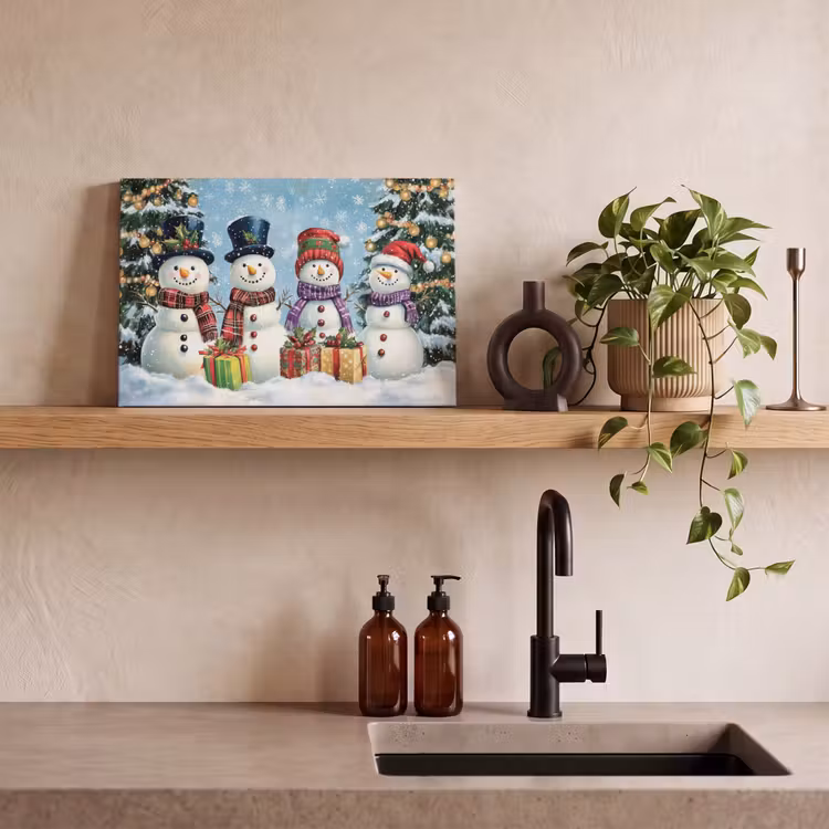 Canvas schilderij - Vrolijk - Sneeuw - Kleurrijk — 3