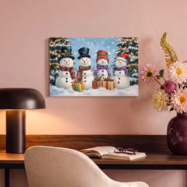 Canvas schilderij - Vrolijk - Sneeuw - Kleurrijk — 4