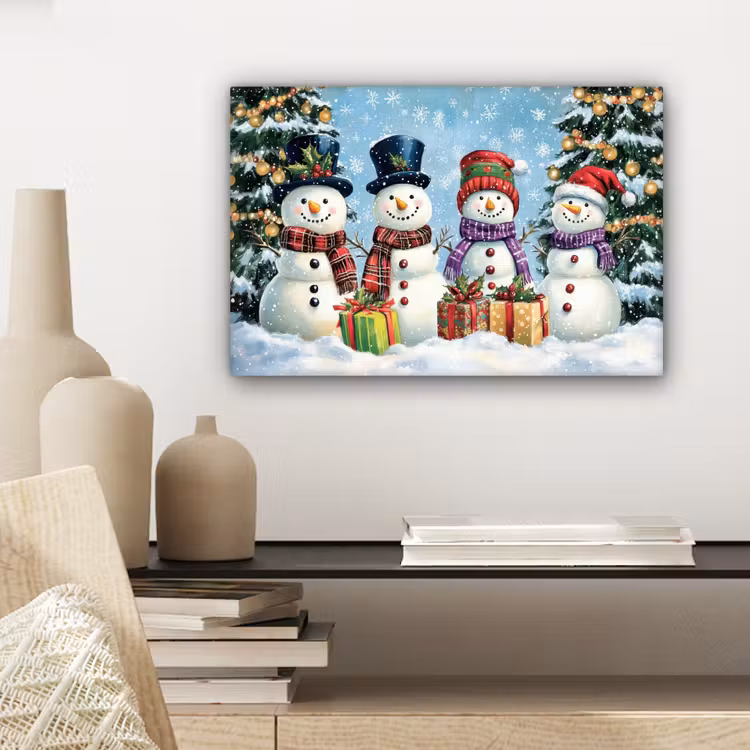 Canvas schilderij - Vrolijk - Sneeuw - Kleurrijk — 5