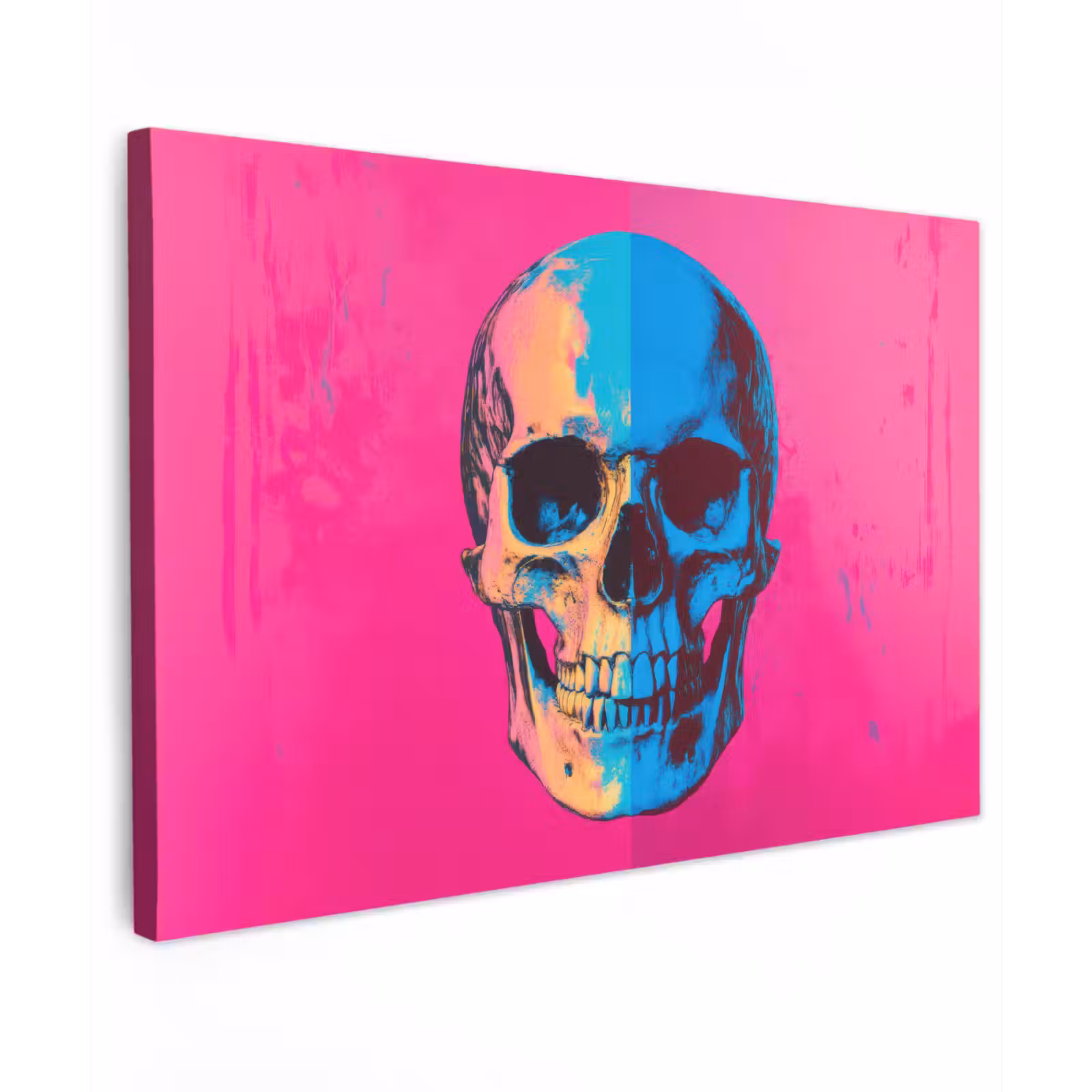Canvas schilderij - Neon - Blauw - Pop-art - Schedel — 1
