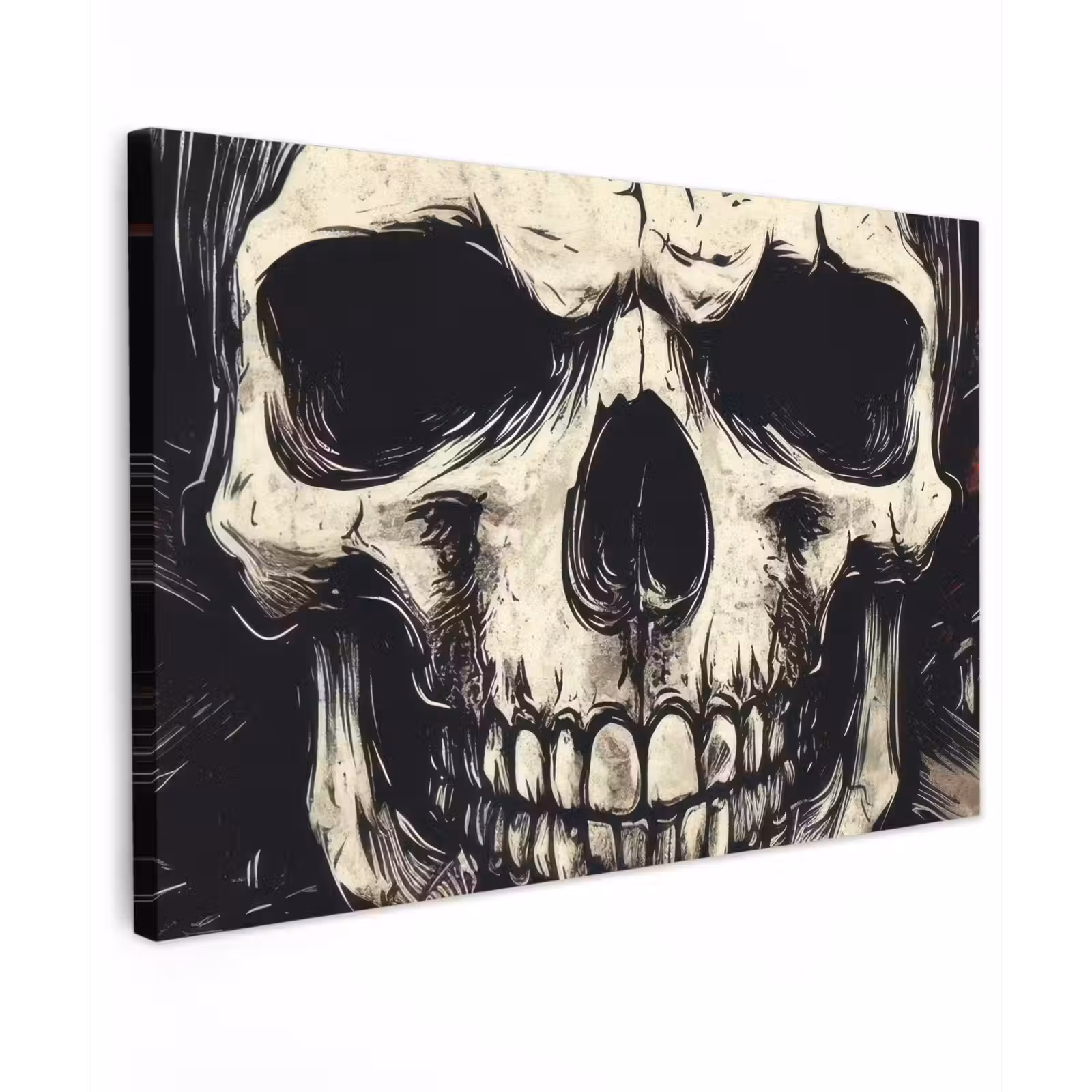 Canvas schilderij - Schedel - Kettingen - Rood — 1