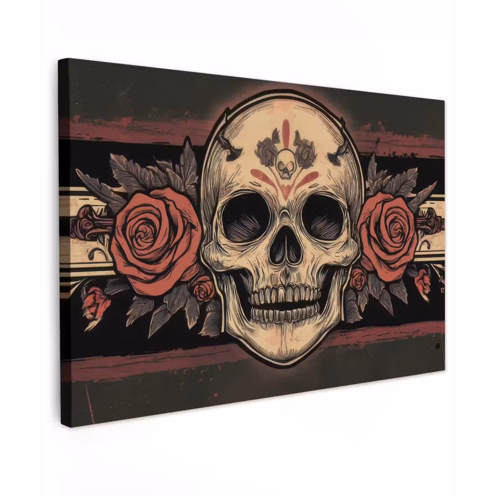 Canvas schilderij - Schedel - Rozen - Gotisch — 1