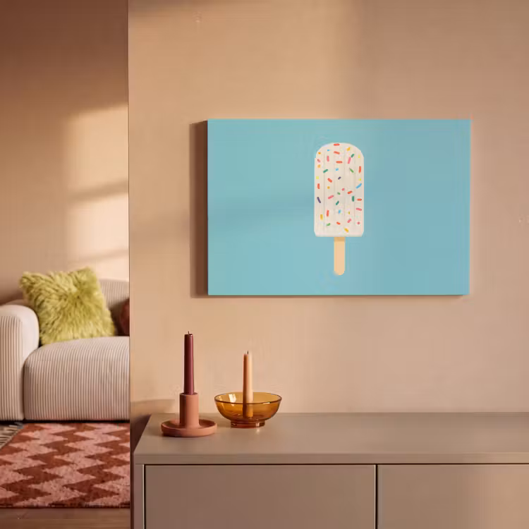 Canvas schilderij - Ijsje - Stokje - Sprinkles - Lichtblauw — 2