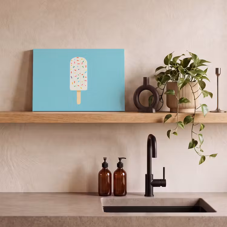 Canvas schilderij - Ijsje - Stokje - Sprinkles - Lichtblauw — 3