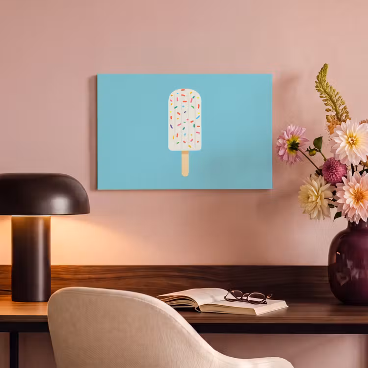 Canvas schilderij - Ijsje - Stokje - Sprinkles - Lichtblauw — 4