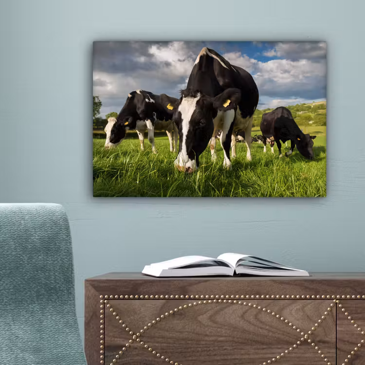 Canvas schilderij - Koeien - Dieren - Gras - Weiland - Boerderij — 4