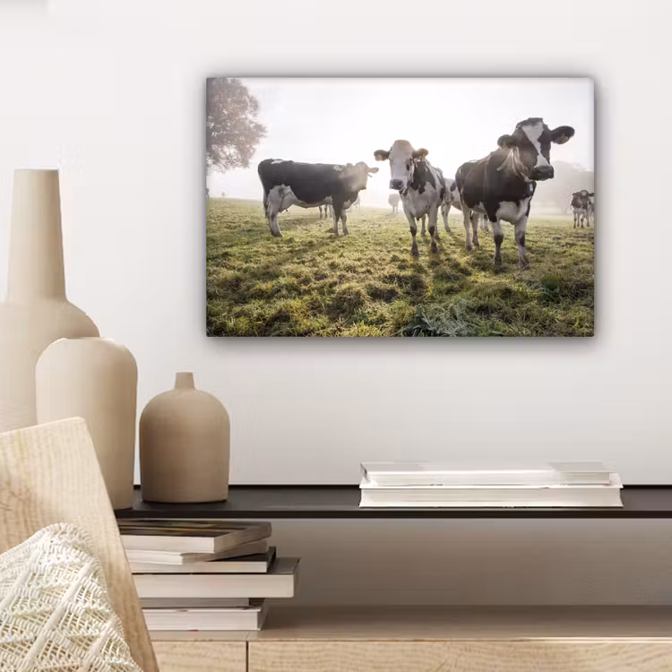 Canvas schilderij - Koeien - Licht - Gras - Dieren — 5