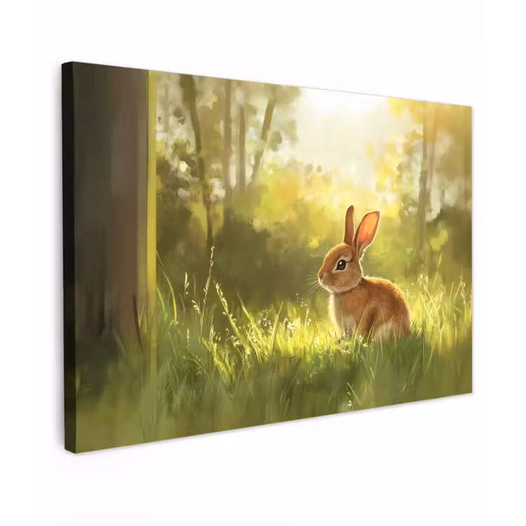 Canvas schilderij - Konijn - Zonlicht - Bos — 1