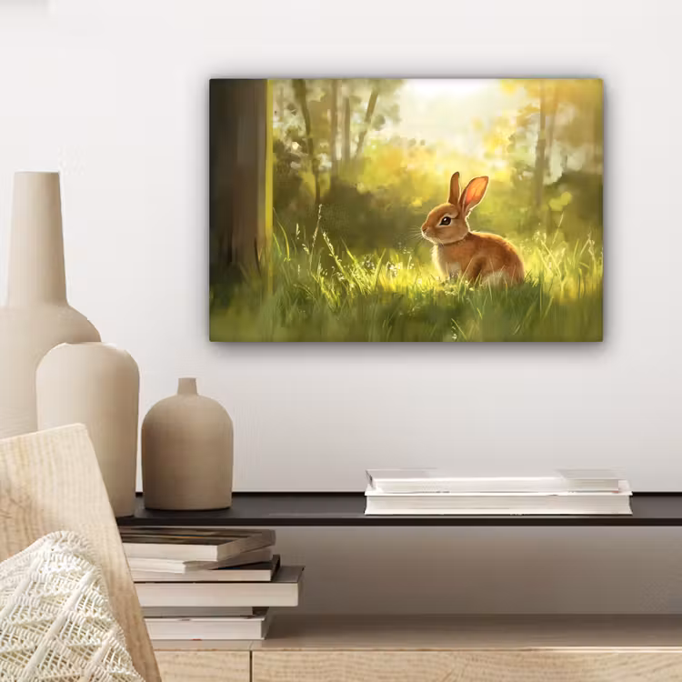 Canvas schilderij - Konijn - Zonlicht - Bos — 5