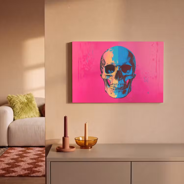 Canvas schilderij - Neon - Blauw - Pop-art - Schedel — 2