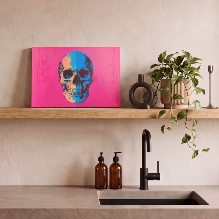 Canvas schilderij - Neon - Blauw - Pop-art - Schedel — 3